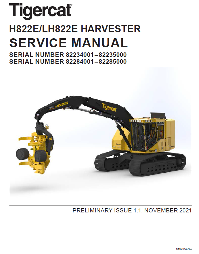 TIGERCAT LH822E HARVESTER SERVICE REPAIR MANUAL (82284001-82285000)
