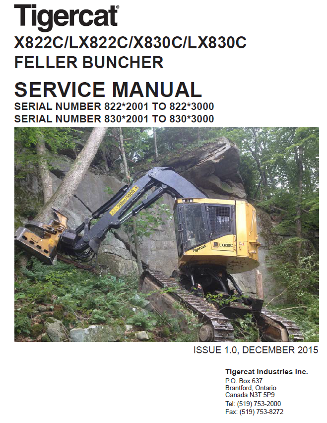 TIGERCAT X830C FELLER BUNCHER SERVICE REPAIR MANUAL (83061001-83063000, 83062001-83063000)