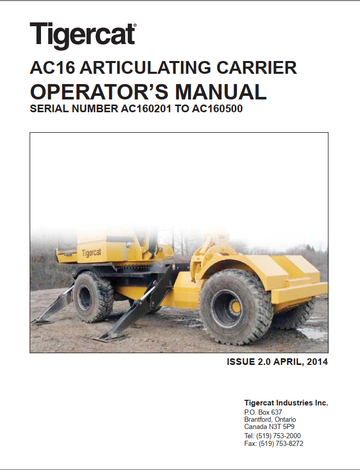Tigercat AC16 Articulatinbg Carrier Operator 38748AENG
