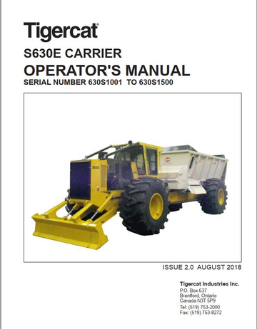 Tigercat Carrier S630E (630S1001 – 630S1500) Operator