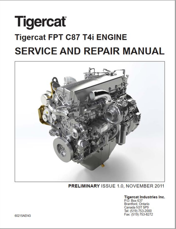 Tigercat FPT C87 T4i ENGINE Operator Service & Repair