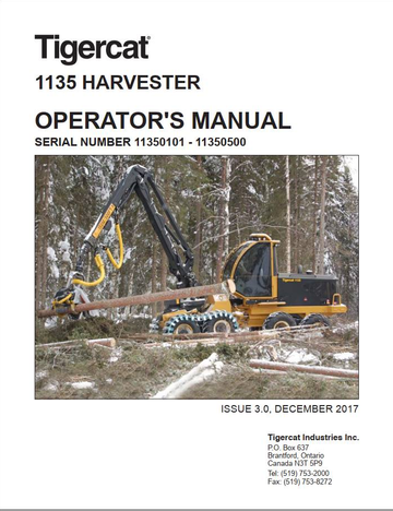 Tigercat Harvester 1135 (11350101 – 11350500) Operator
