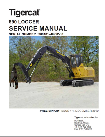 Tigercat Logger 890 (8900101 – 8900500) Operator & Service