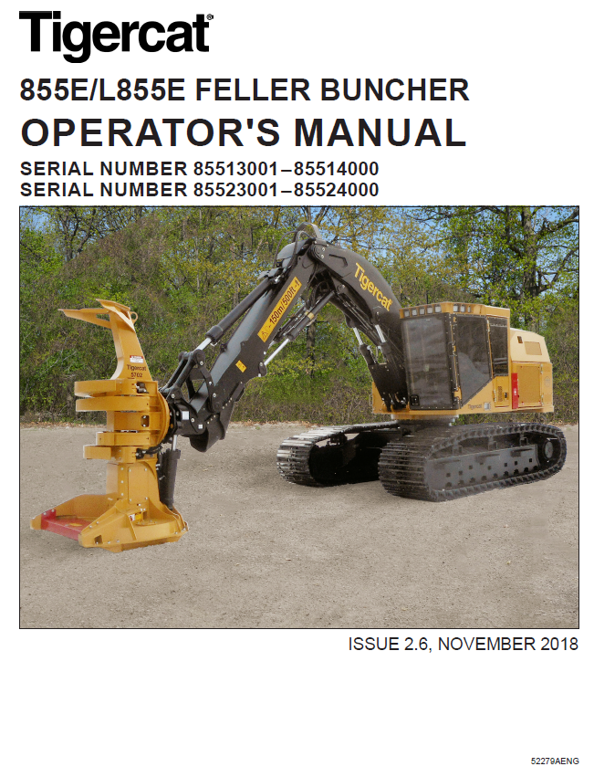 TIGERCAT 855E FELLER BUNCHER OPERATOR/USER MANUAL (85513001-85514000)