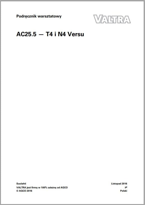 VALTRA AUTOCONTROL SYSTEM T4, N4 VERSU Electrical Diagram Manual AC25.5