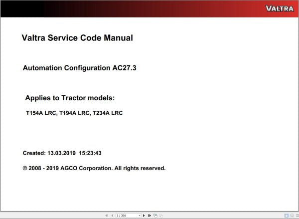 VALTRA Automation Configuration AC27.3 Service Code Manual | Tractor Repair Guide