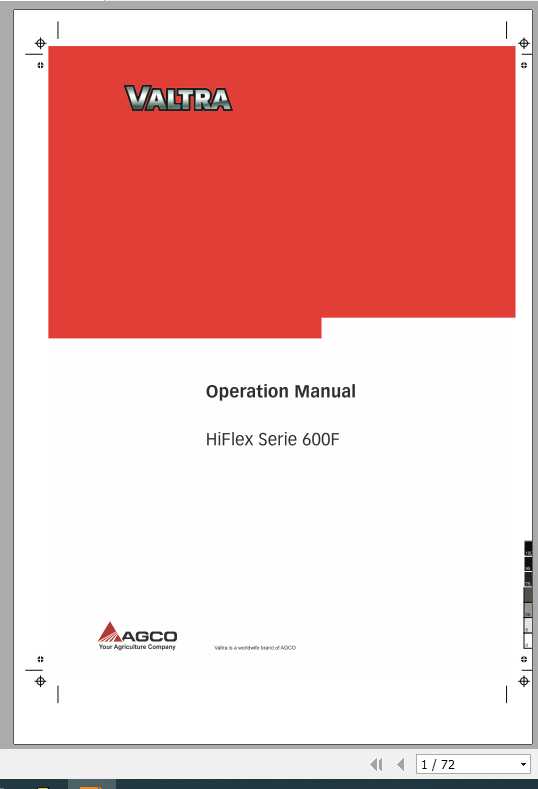 VALTRA SA Harvesting Plataforma HIFLEX600F Operator Manual