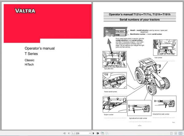 Valtra SA Tractor T Series Classic HiTech Operator’s Manual – Complete User Guide