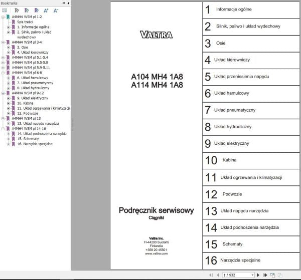 Valtra A104MH41A8 & A114MH41A8 Tractor Official Service & Repair Manual