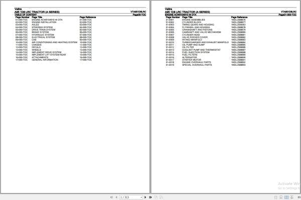 Valtra Tractor A Series A95 (1D8 LRC) Parts Catalog Manual (VTA951D8LRC)
