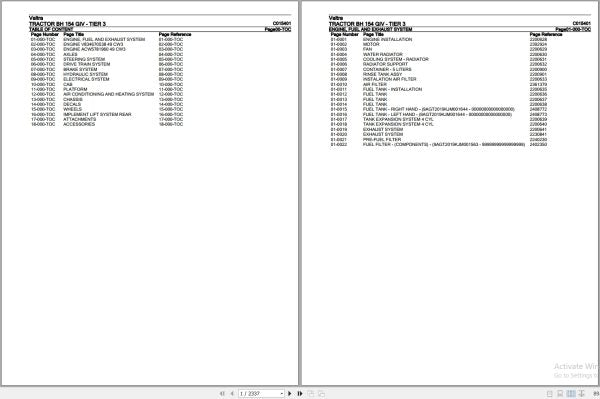 Valtra BH 154 GIV Tier 3 Tractor Parts Catalog Manual (Pub No. C015401)