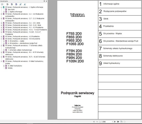 Valtra Tractor F75S2D0 to F105N2D0 Service Manual – Repair & Maintenance Guide