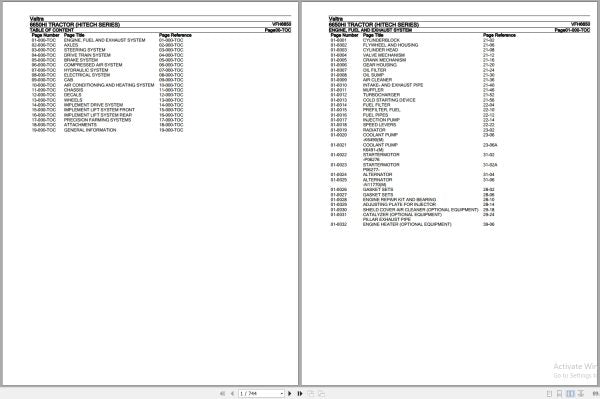 VALTRA HiTech Series 6650Hi Tractor Parts Catalog Manual VFH6650