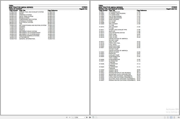 VALTRA TRACTOR MEGA SERIES 8000 PARTS CATALOG MANUAL VFZ8000 – Complete Parts Guide