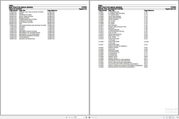 Valtra Tractor Mega Series 8550 Parts Catalog Manual VFZ8550 | Parts Guide