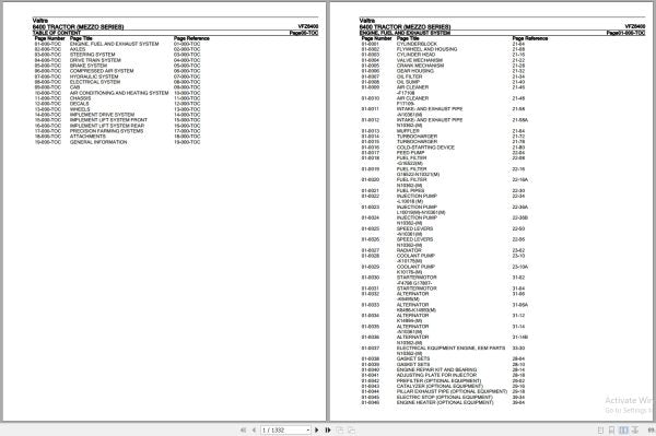 Valtra Tractor Mezzo Series 6400 Parts Catalog Manual VFZ6400 – Complete Parts Guide