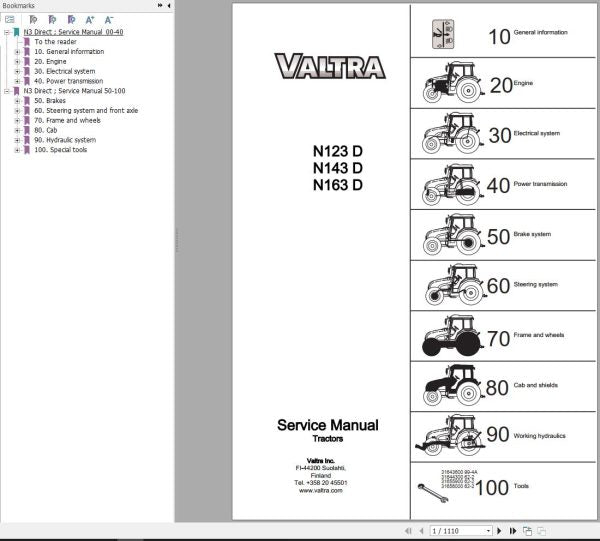 Valtra Tractor N123D, N143D & N163D Service Manual – Repair & Maintenance Guide