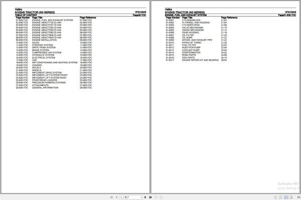 VALTRA N3 Series N103H5 Parts Catalog Manual VFN103H5