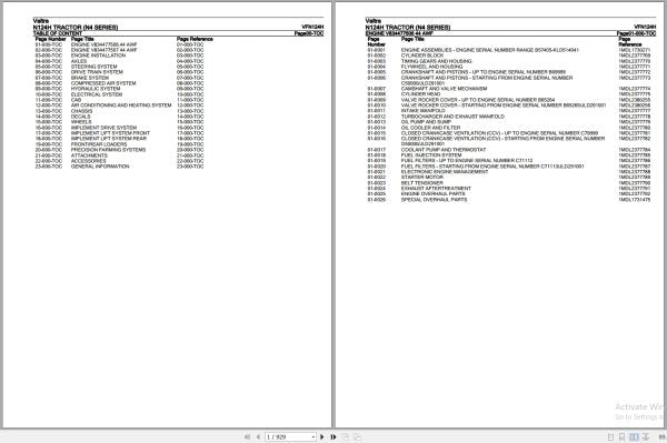 Valtra N4 Series N124H Tractor Parts Catalog Manual VFN124H