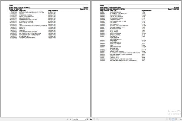 VALTRA S240 Tractor Parts Catalog Manual – S Series VFS240