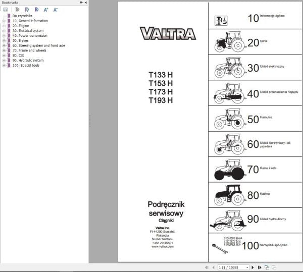 VALTRA TRACTOR T133H T153H T173H T193H SERVICE MANUAL
