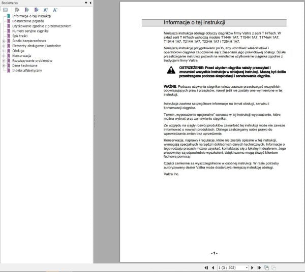 Valtra Tractor T144H1A7 to T254H1A7 Operator’s Manual – Complete Service & Operating Guide