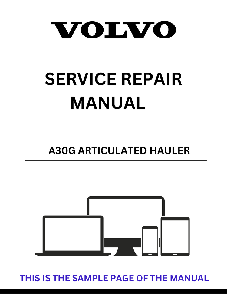 VOLVO A30G ARTICULATED HAULER SERVICE REPAIR MANUAL - PDF FILE