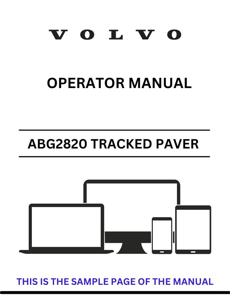 VOLVO ABG2820 PIN.80774532 TRACKED PAVER (PAT) OPERATOR MANUAL (PDF FILE)