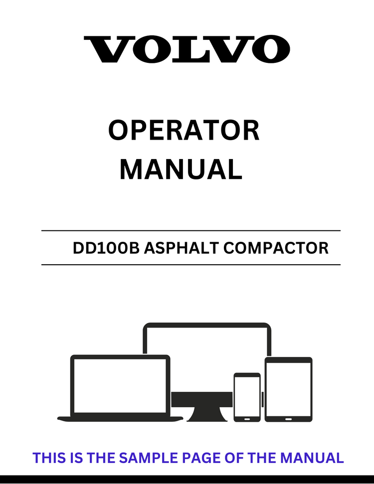 VOLVO DD100B ASPHALT COMPACTOR OPERATOR MANUAL - PDF FILE