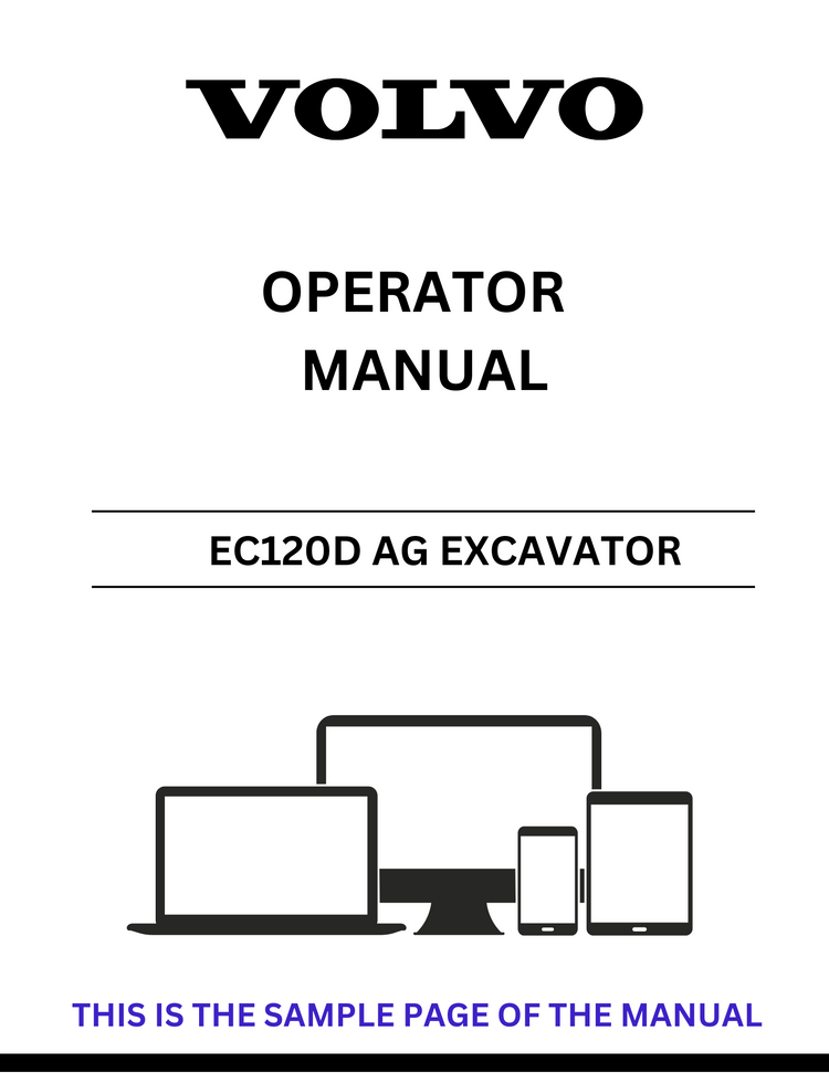 VOLVO EC120D AG EXCAVATOR OPERATOR MANUAL - PDF FILE