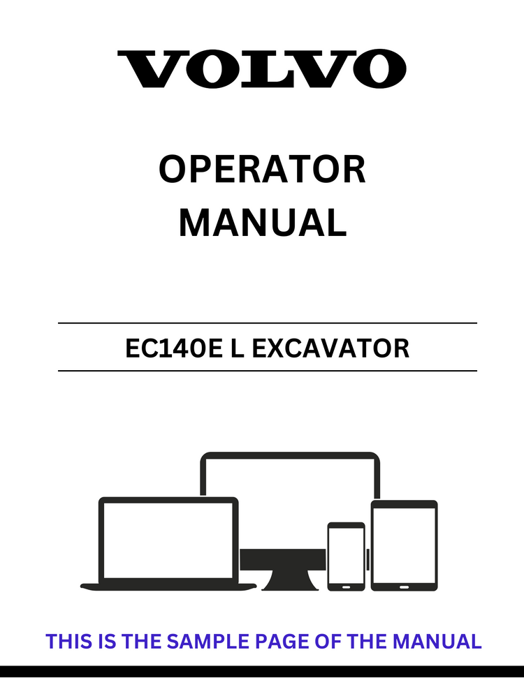VOLVO EC140E L EXCAVATOR OPERATOR MANUAL - PDF FILE