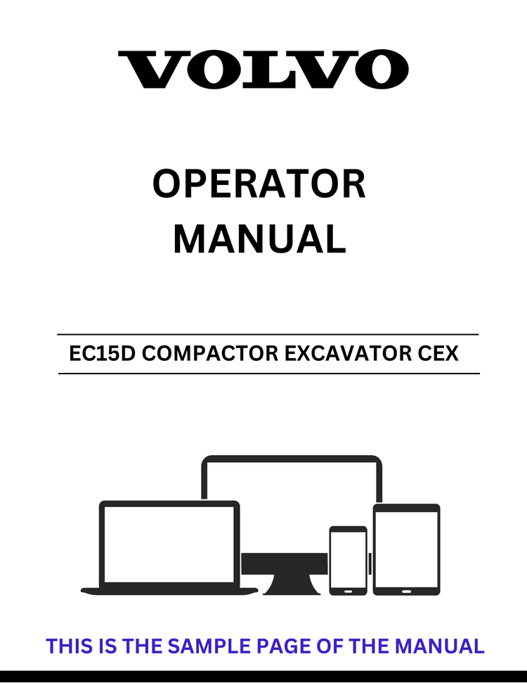 VOLVO EC15D COMPACTOR EXCAVATOR CEX OPERATOR MANUAL - PDF FILE