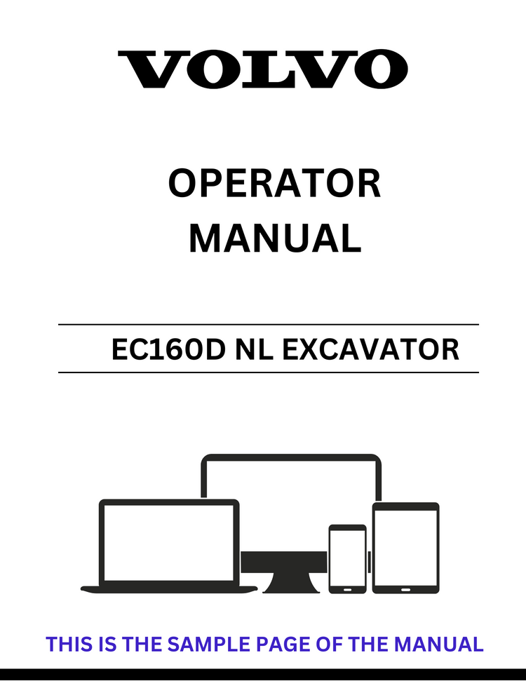 VOLVO EC160D NL EXCAVATOR OPERATOR MANUAL - PDF FILE