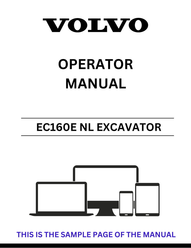 VOLVO EC160E NL EXCAVATOR OPERATOR MANUAL - PDF FILE