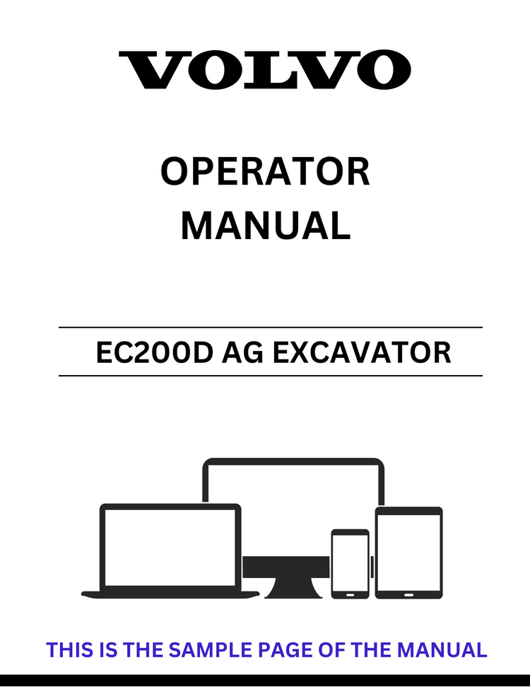 VOLVO EC200D AG EXCAVATOR OPERATOR MANUAL - PDF FILE