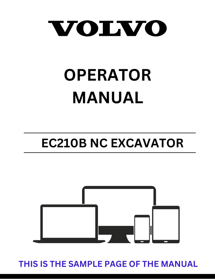 VOLVO EC210B NC EXCAVATOR OPERATOR MANUAL - PDF FILE