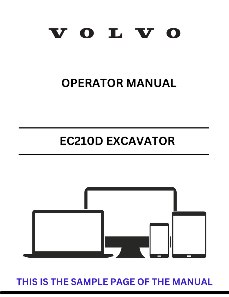 VOLVO EC210D EXCAVATOR (EXC) OPERATOR MANUAL (PDF FILE)