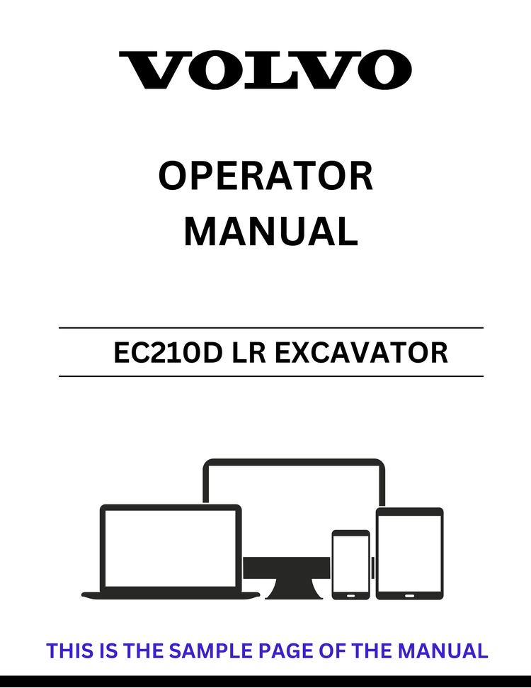 VOLVO EC210D LR EXCAVATOR OPERATOR MANUAL - PDF FILE
