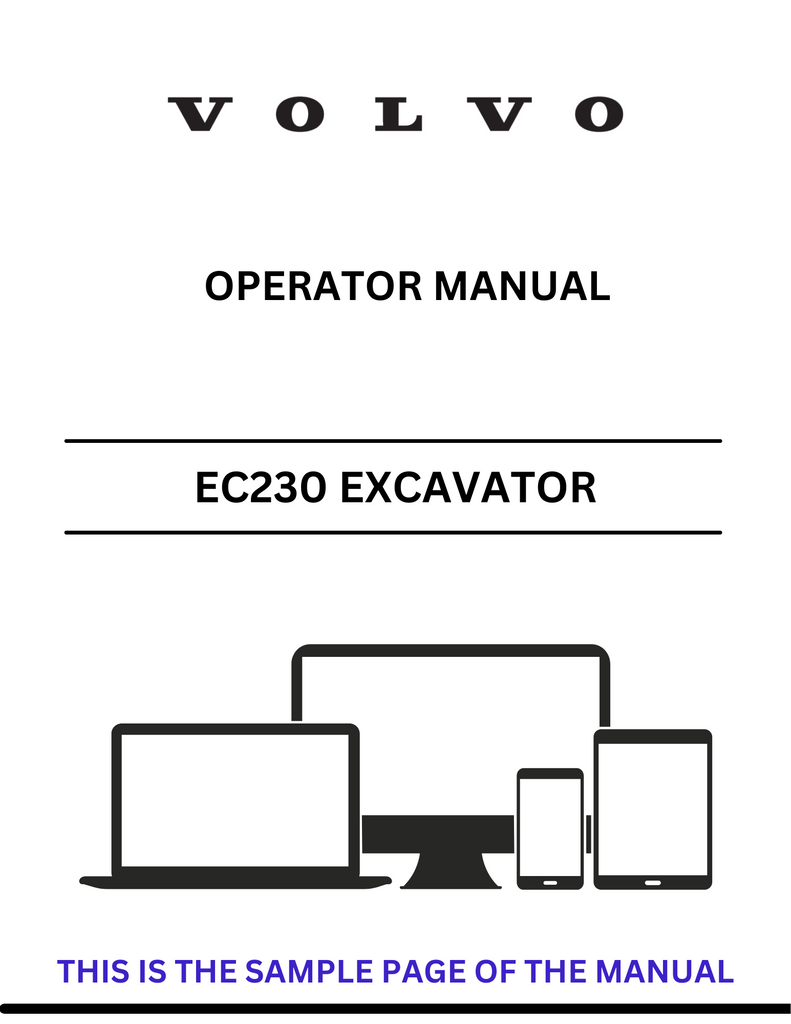 VOLVO EC230 ELECTRIC EXCAVATOR (EXC) OPERATOR MANUAL (PDF FILE)