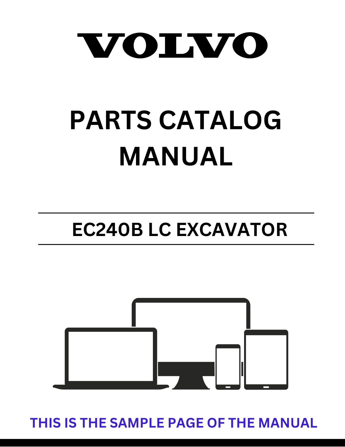 VOLVO EC240B LC EXCAVATOR PARTS CATALOG MANUAL SN 80001-85000 - PDF FILE