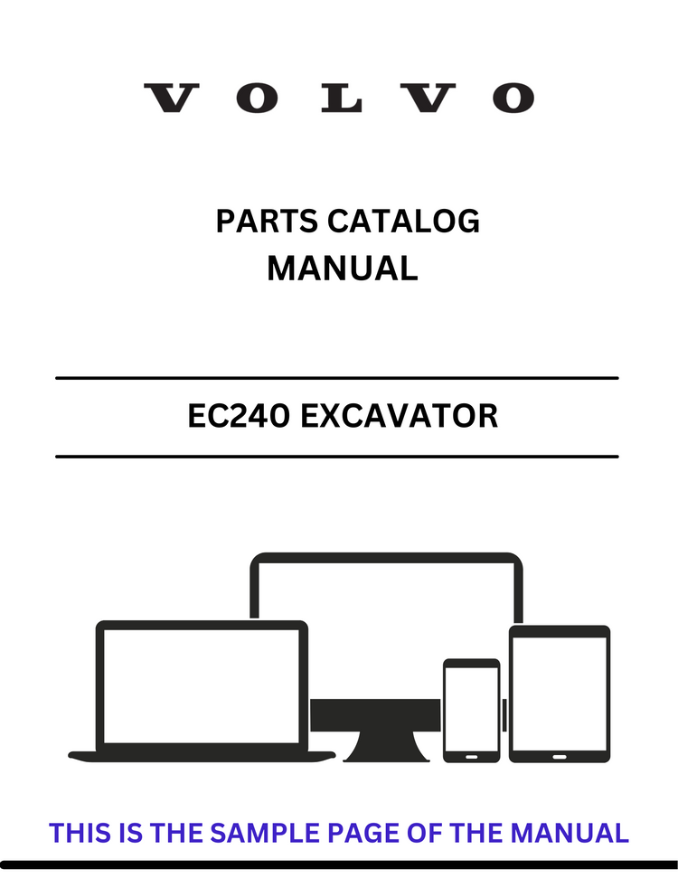 VOLVO EC240 NLC EXCAVATOR (EXC) PARTS CATALOG MANUAL (PDF FILE)