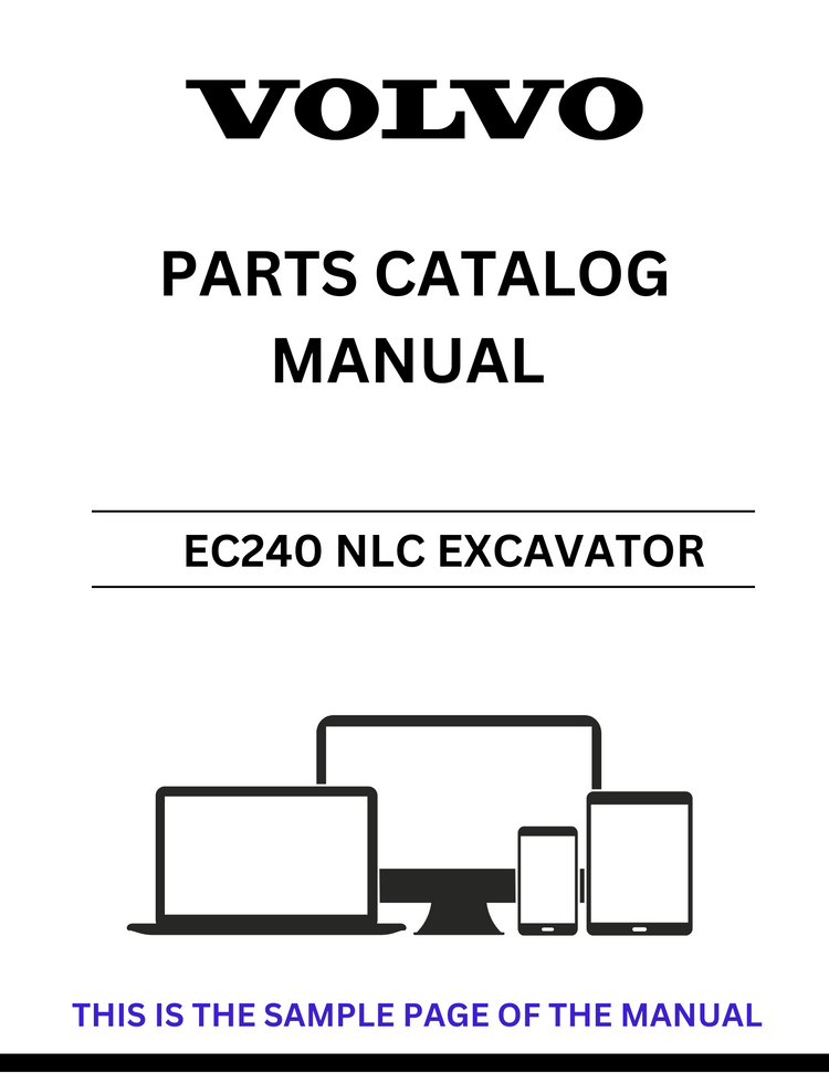 VOLVO EC240 NLC EXCAVATOR PARTS CATALOG MANUAL SN 3001-9999 - PDF FILE