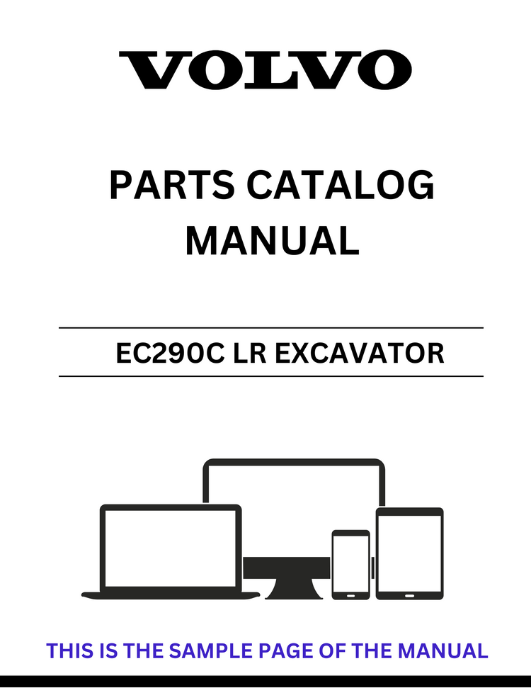 VOLVO EC290C LR EXCAVATOR PARTS CATALOG MANUAL SN 110001-111856 - PDF FILE