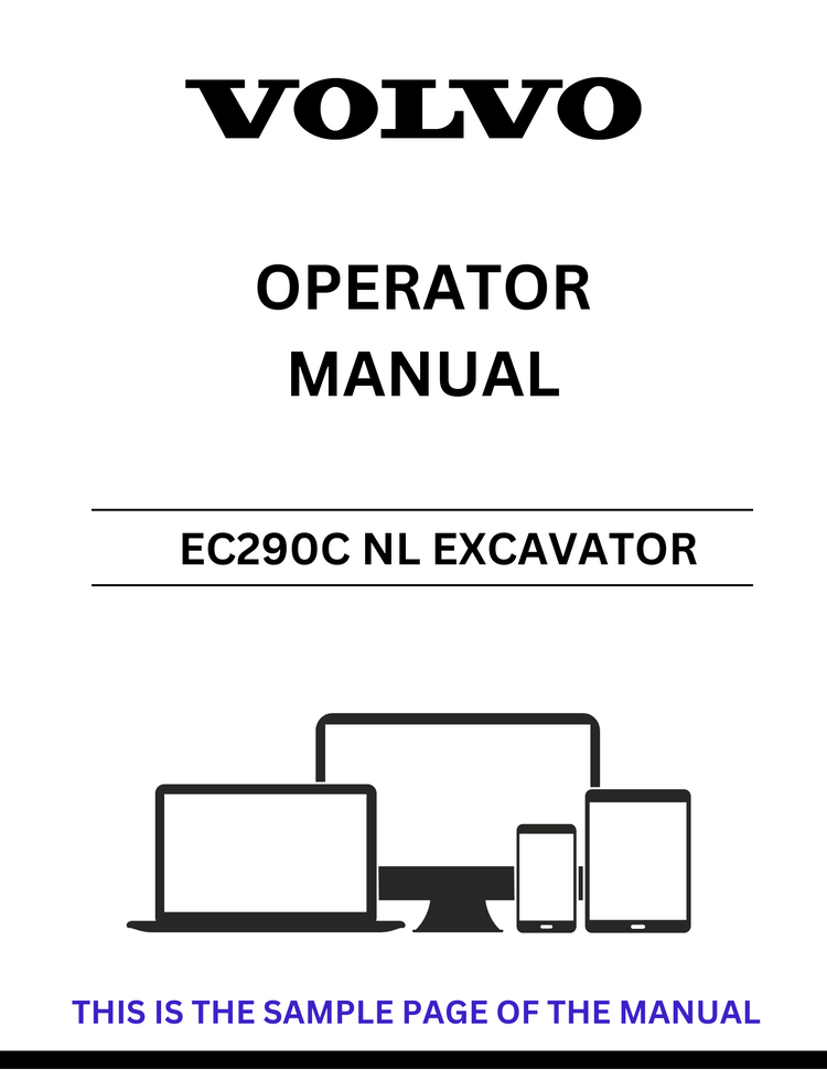 VOLVO EC290C NL EXCAVATOR OPERATOR MANUAL - PDF FILE