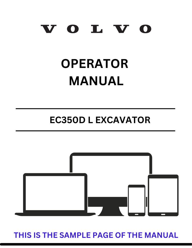 VOLVO EC350D L EXCAVATOR OPERATOR MANUAL - PDF FILE