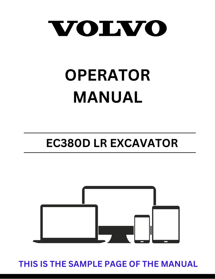 VOLVO EC380D LR EXCAVATOR OPERATOR MANUAL - PDF FILE