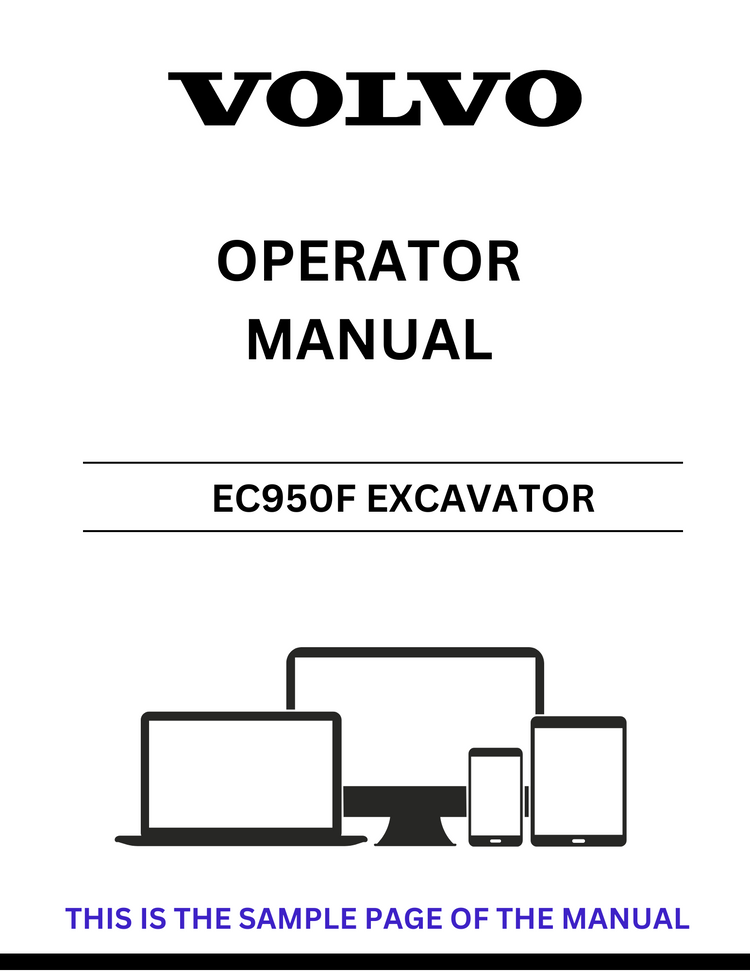 VOLVO EC950F EXCAVATOR OPERATOR MANUAL - PDF FILE