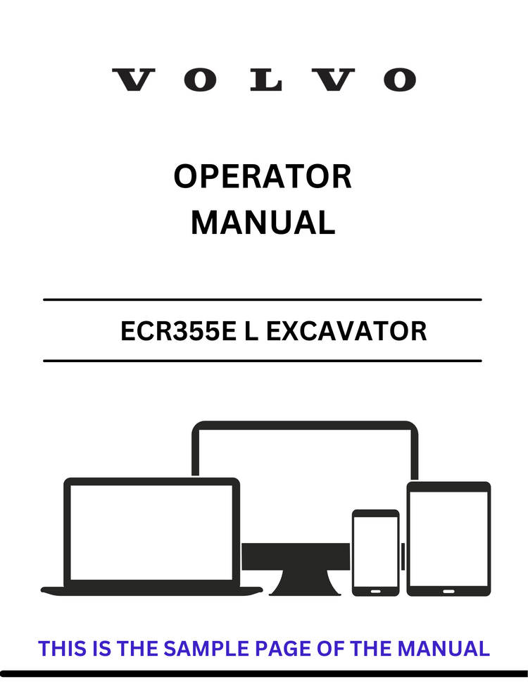 VOLVO ECR355E L EXCAVATOR OPERATOR MANUAL - PDF FILE