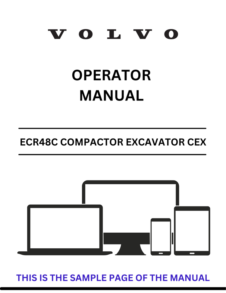VOLVO ECR48C COMPACTOR EXCAVATOR CEX OPERATOR MANUAL - PDF FILE