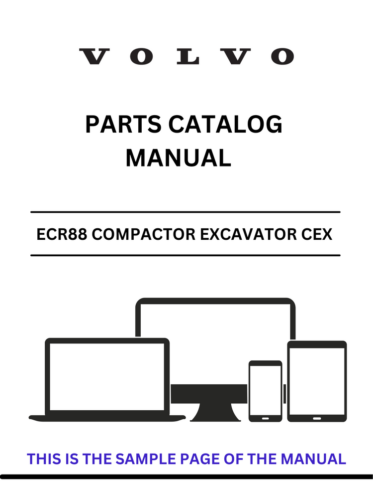 VOLVO ECR88 COMPACTOR EXCAVATOR CEX PARTS CATALOG MANUAL SN 10001-14010 - PDF FILE